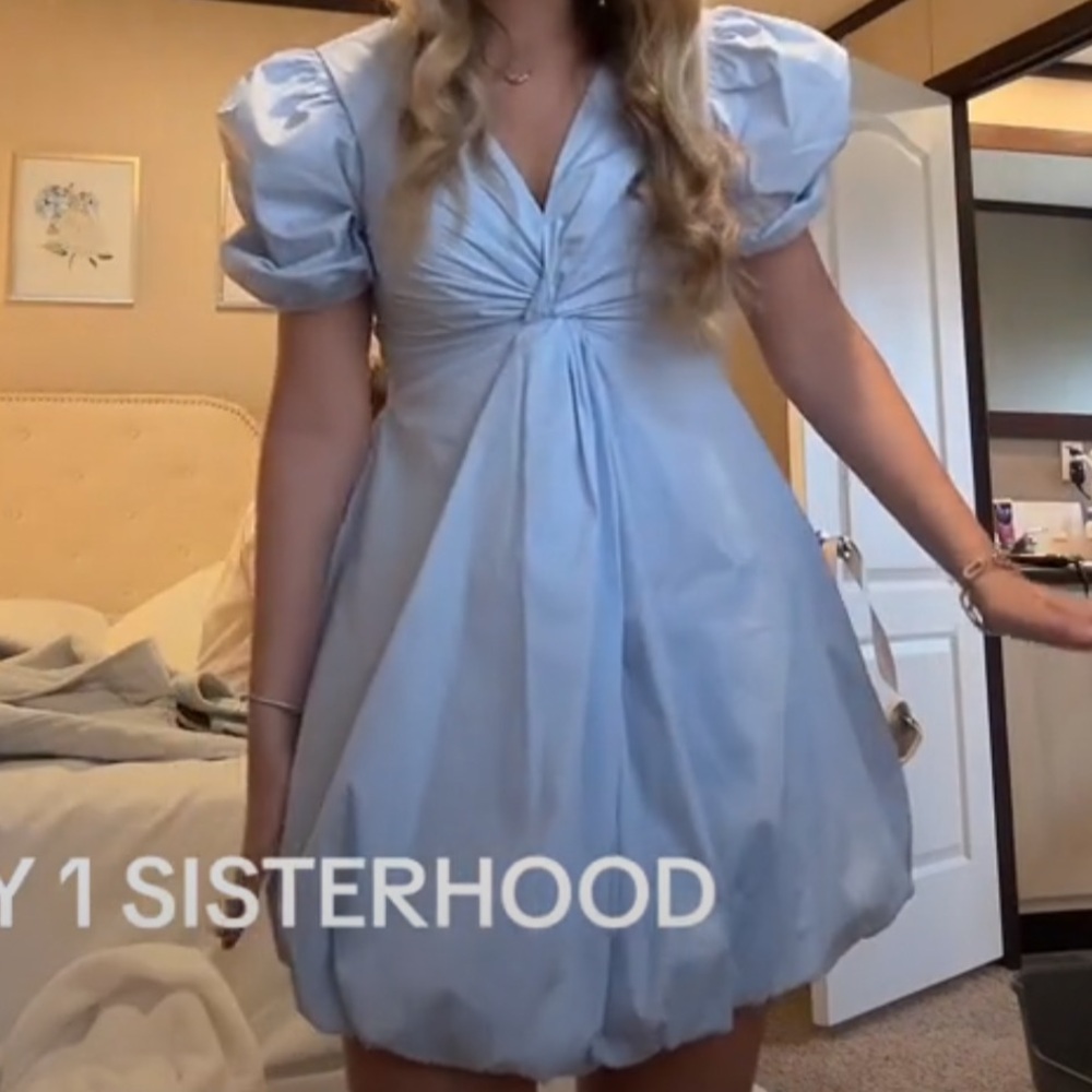 Pinch Sky Blue Gathered Dress